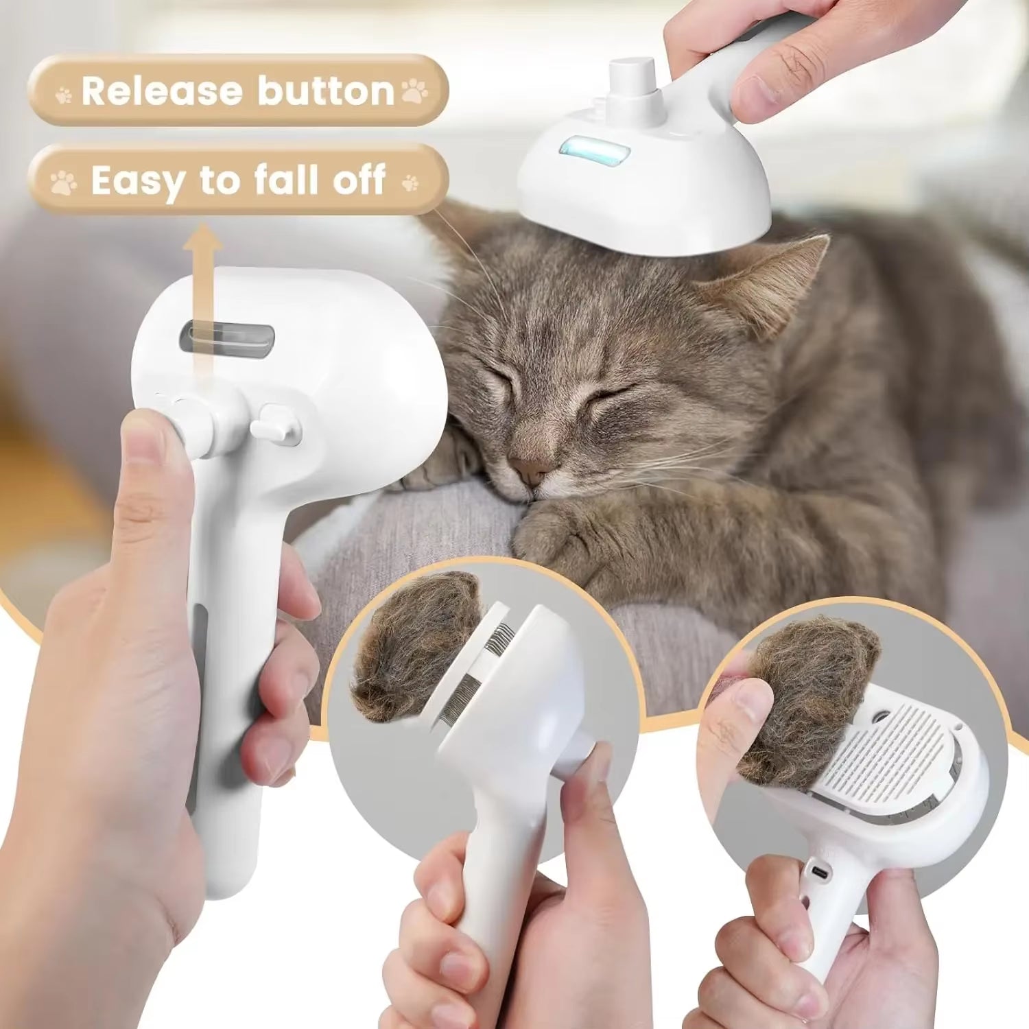 🐾 NEXTVIRAL™ STEAMPAW PRO – 3 EN 1 CEPILLO ELÉCTRICO CON VAPOR PARA PERROS Y GATOS 💦
