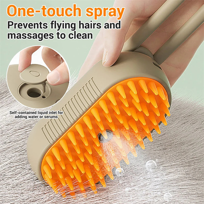 NextViral™ SteamGroom Pro – 3-in-1 Electric Pet Brush with Steam Cleaning & Massage 💚🐾