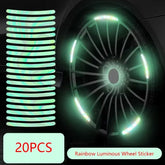 20Pcs Car Wheel Hub Reflective Sticker Tire Rim Reflective Strips Luminous for Night Driving Car Bike Motorcycle Wheel Sticker