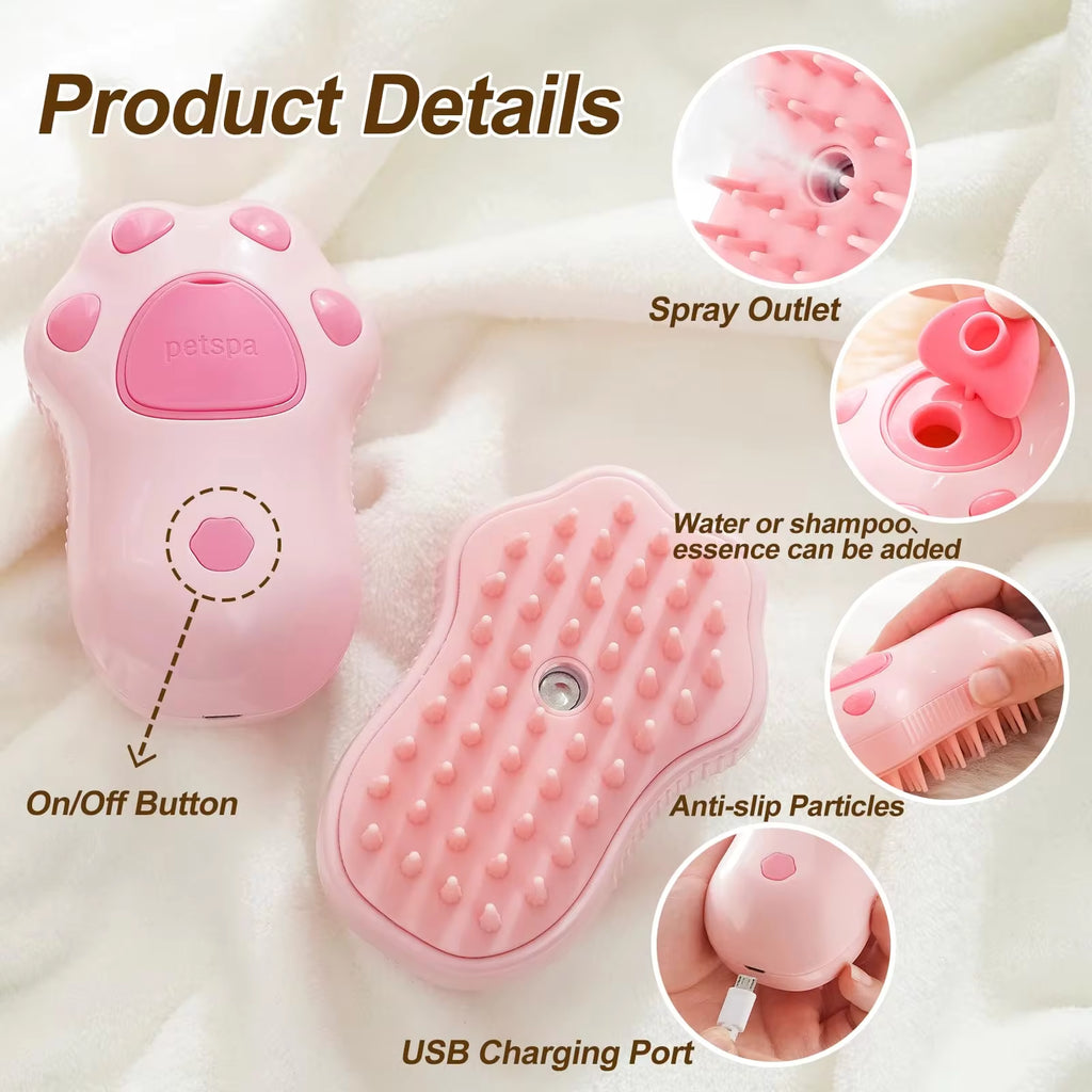 NextViral™ SteamGroom  – 3-in-1 Electric Pet Brush with Steam Cleaning & Massage 💚🐾