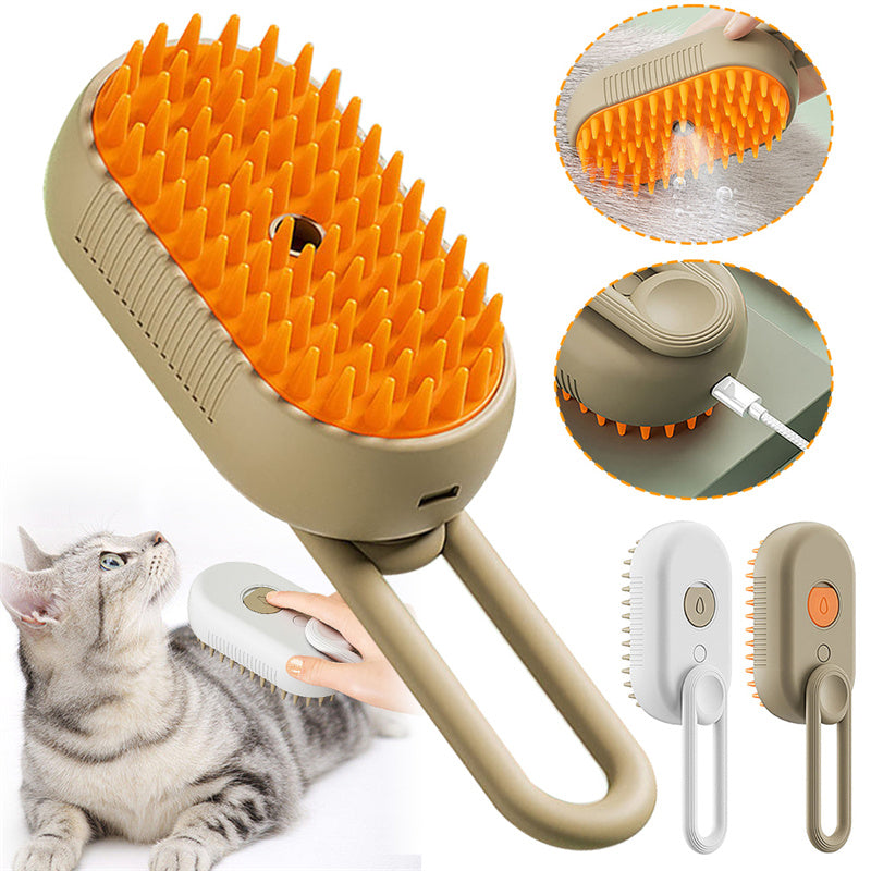 NextViral™ SteamGroom Pro – 3-in-1 Electric Pet Brush with Steam Cleaning & Massage 💚🐾