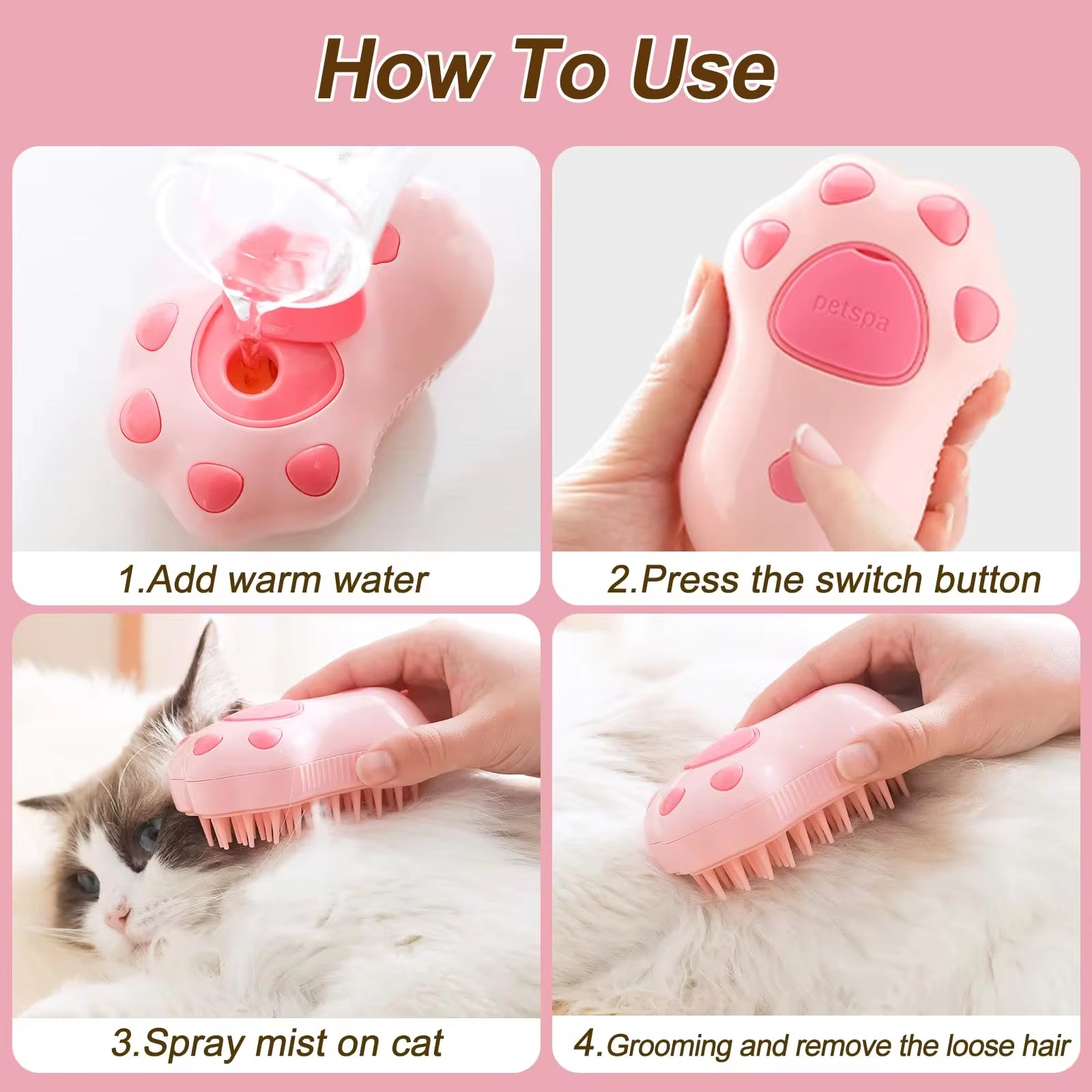 NextViral™ SteamGroom  – 3-in-1 Electric Pet Brush with Steam Cleaning & Massage 💚🐾