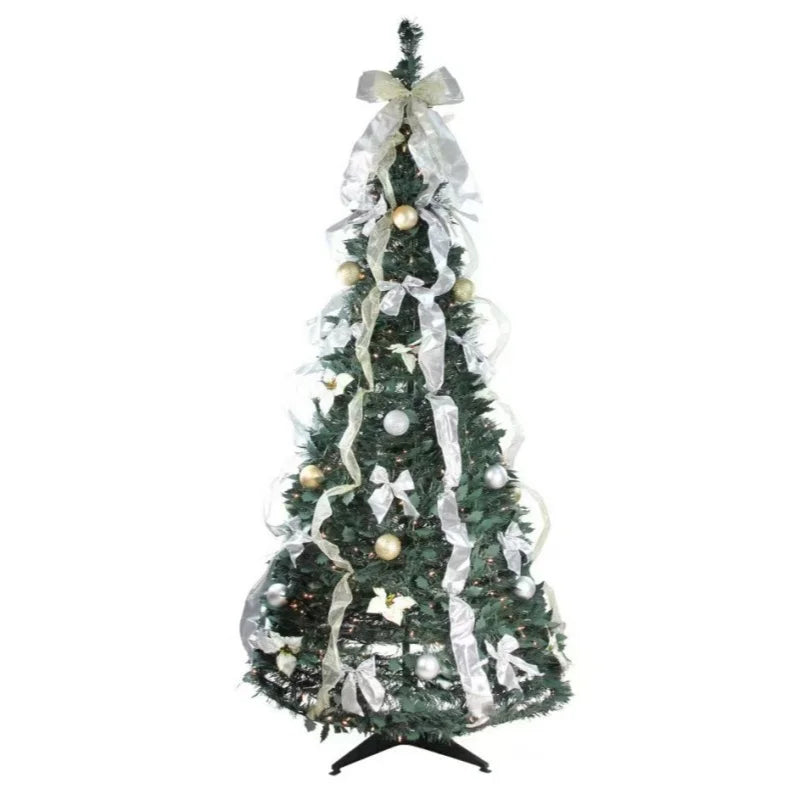 NextViral™ Pop-Up Xmas Tree | Pre-Decorated Foldable Christmas Tree – Easy Setup, Portable & Sparkling Holiday Décor 🎅🌟