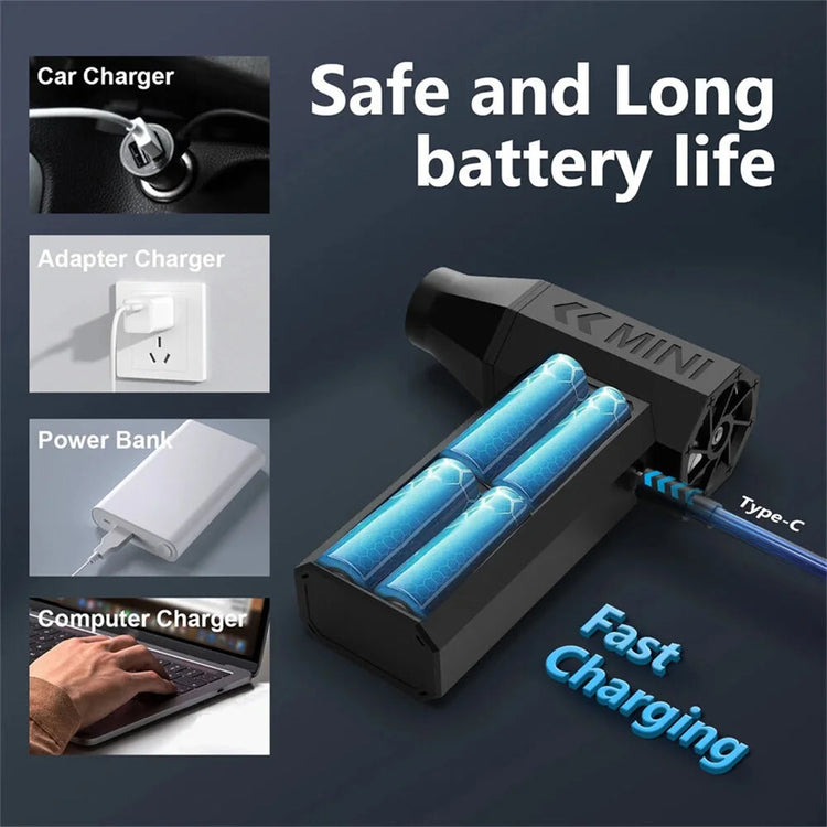 TurboBlow X130 – Soplador Eléctrico de Aire 130000RPM | Mini Ventilador Portátil Recargable con Velocidad Ajustable | Ideal para Limpieza de Coche, Teclado y Electrónicos