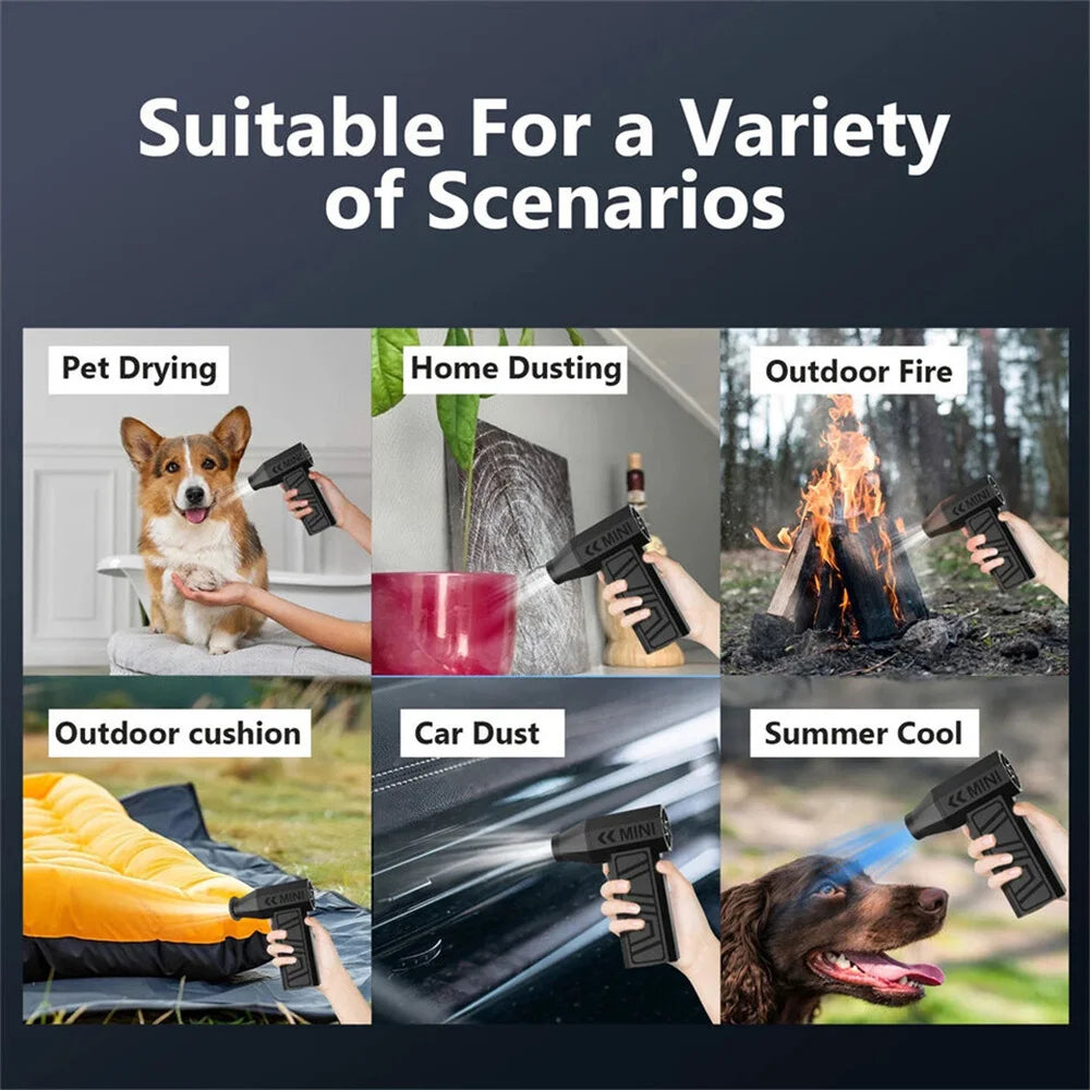 TurboBlow X130 – Soplador Eléctrico de Aire 130000RPM | Mini Ventilador Portátil Recargable con Velocidad Ajustable | Ideal para Limpieza de Coche, Teclado y Electrónicos