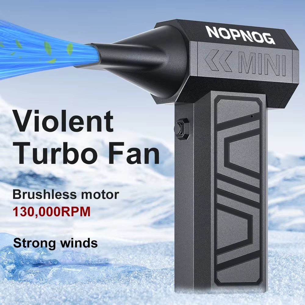 Electric Air Duster Blowing Snow Turbo Jet Fan Car Fan 5 Outlet Nozzles Cleaning Blower Tool 130000RPM Portable Type-C Charging