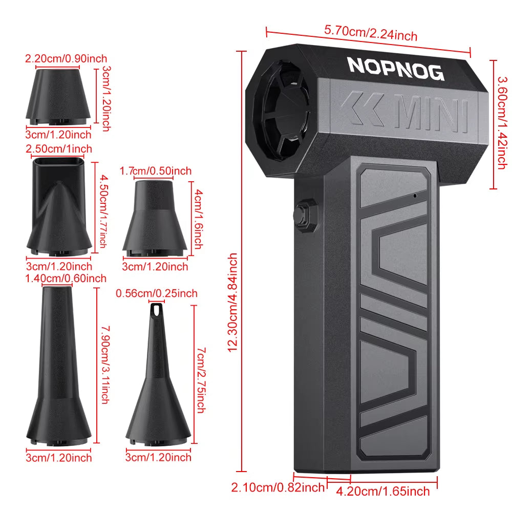 Electric Air Duster Blowing Snow Turbo Jet Fan Car Fan 5 Outlet Nozzles Cleaning Blower Tool 130000RPM Portable Type-C Charging