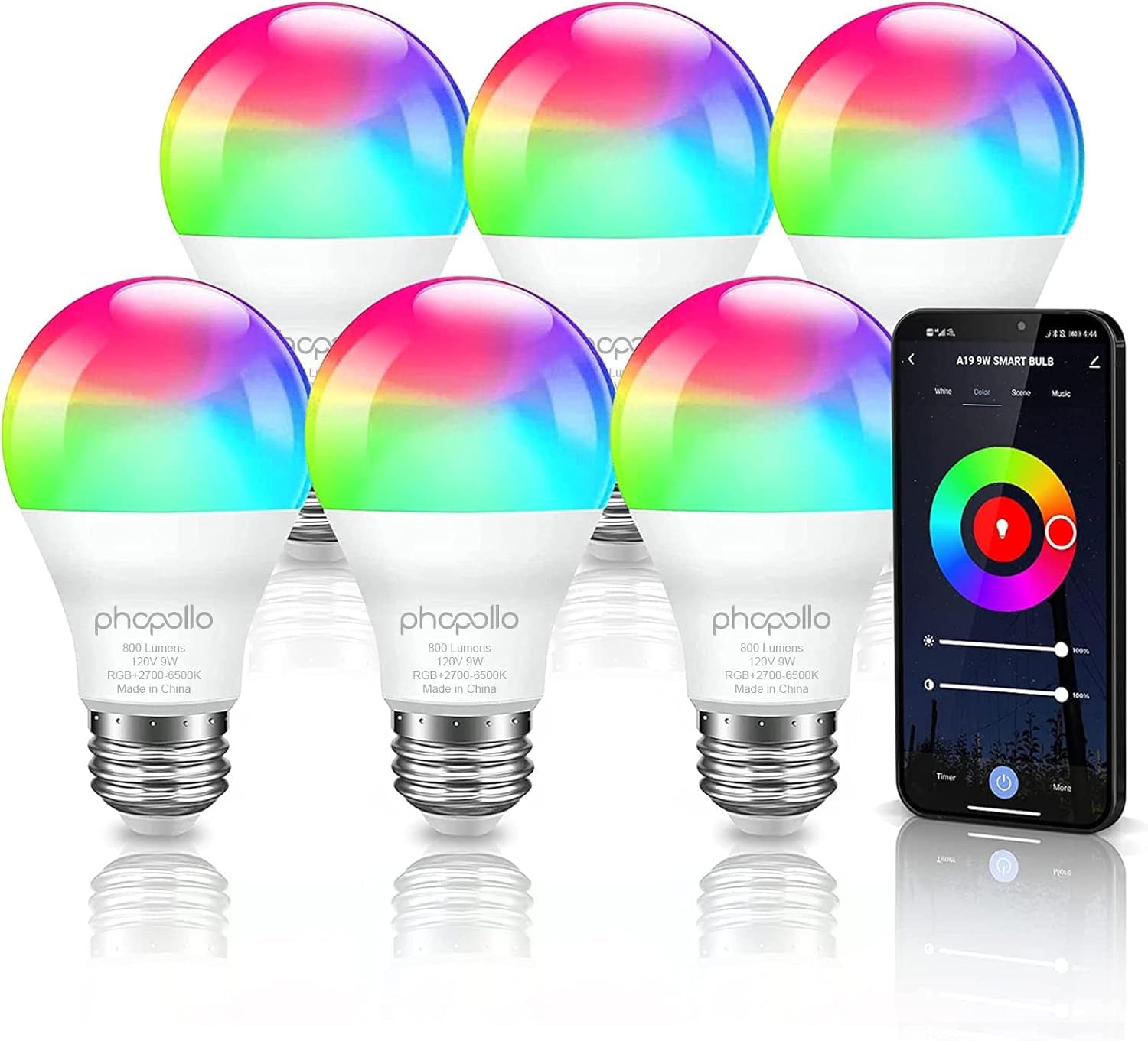 Phopollo Multicolor Smart Bulbs – Alexa/Google Powered
