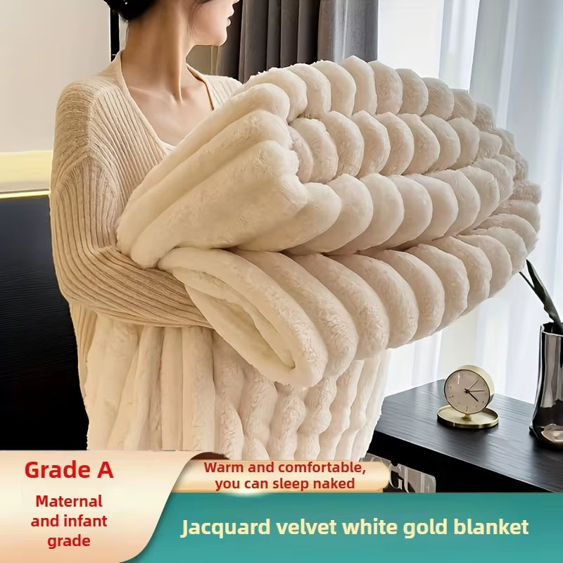 VeluSoft™ Luxe Blanket | Manta de Piel Sintética Tipo Conejo – Cálida, Esponjosa y Premium para Sofá o Cama 🩶❄️